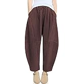 TARSE Womens Corduroy Harem Pants Casual Elastic Waist Wide Leg Pants Loose Fit Baggy Trousers with Pockets