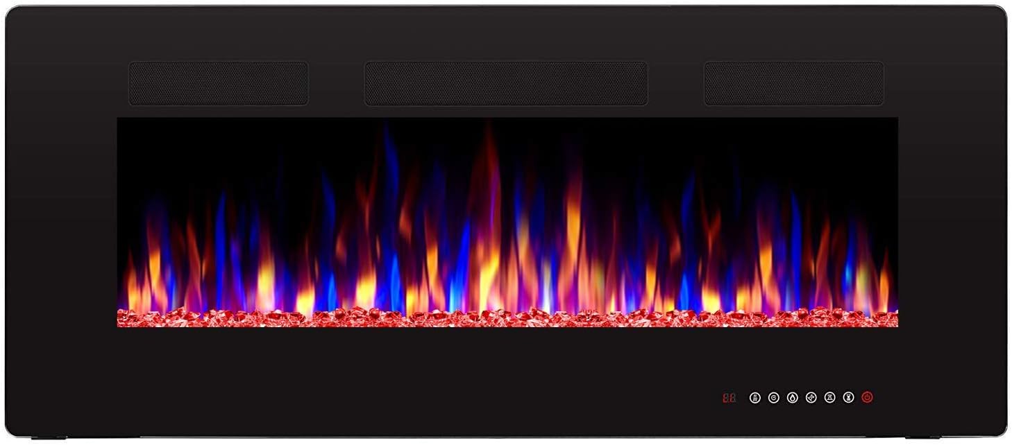 Antarctic Star 36" Recessed Electric Fireplace, Built-in Wall & Wall Mounted Electric Heater, Multicolor Flame & Crystal, 1500W Heater, Touch Screen, Black (36")