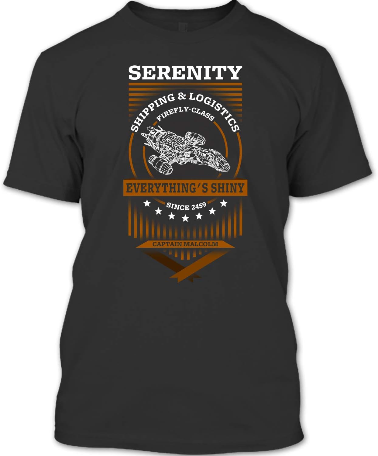 Serenity Shipping and Logistics Firefly Class T Shirt, Nathan Fillion Firefly T Shirt Unisex (S,Black)