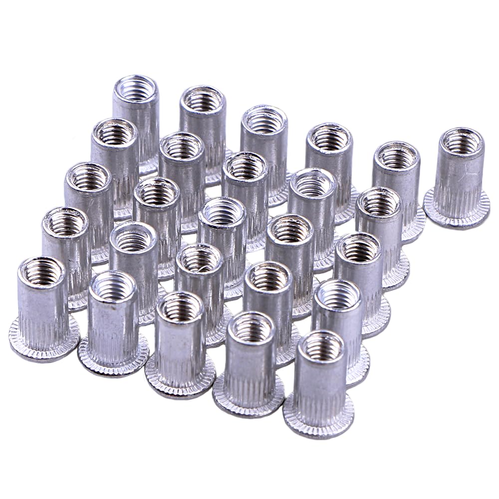 Aluminum Flat Head M8 Rivet Nut Rivnut Insert Nutsert 8mm (Pack of 25) by ZJIA