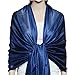 QBSM Womens Large Soft Silky Evening Party Dress Wraps Scarfs Shawls Navy Blue
