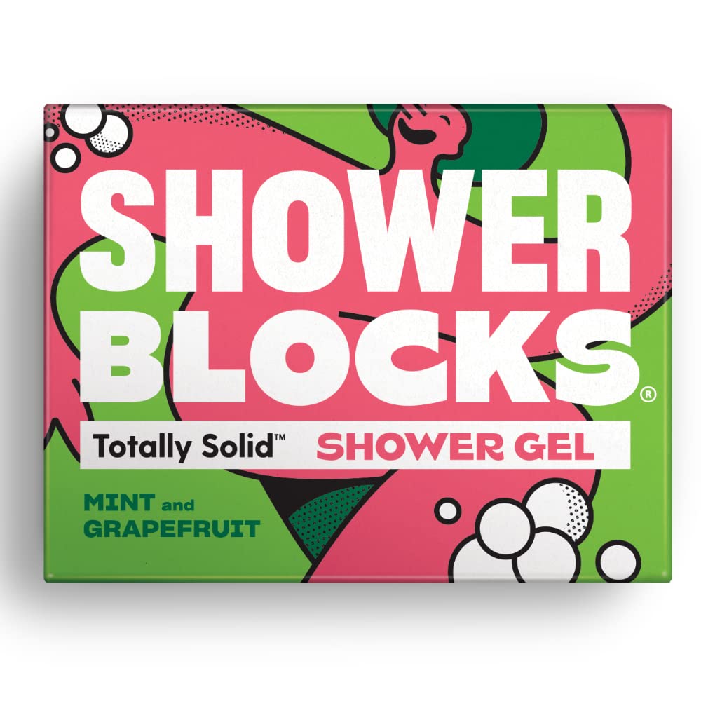Shower Blocks - Mint & Grapefruit Solid Shower Gel | Plastic, Cruelty and Paraben Free | Vegan | Moisturising Body Soap For The shower