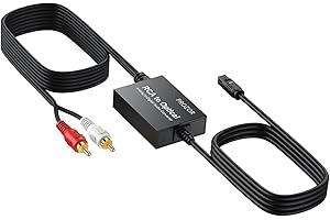 PROZOR Analog to Digital Audio Converter, RCA to Optical Audio Converter, with Built-in RCA to Optical Cable, Analogue Signals into Digital Audio, for Turntable/CD/DVD to Soundbar (Not Reversible)