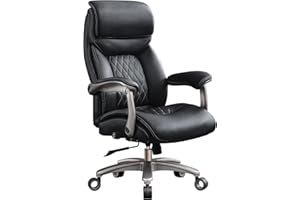 VIZYSXLCORP Big and Tall Office Chair with Wide Area Armrest, 600LBS PU Leather Executive Chair, Adjustable Lumbar Support 3'' Double Space Wheel, Managerial Home Desk Heavy Duty Office Chair (Black-A)