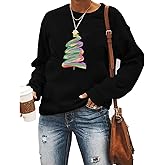 Christmas Sweatshirt Women Christmas Tree Graphic Shirt Xmas Holiday Pullover Cute Long Sleeve Tops