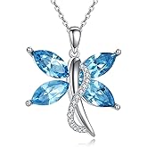POPLYKE Dragonfly Necklace Sterling Silver 925 Infinity Dragonfly Pendant Jewelry Gifts for Women