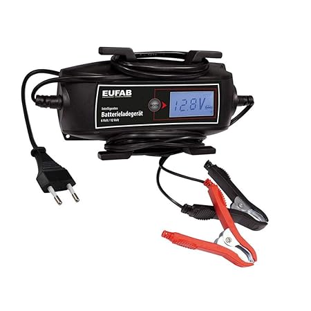 EUFAB 16616 16616 Intelligentes Batterieladegerät, 6/12 V, 4 A, mit Kabelaufroller