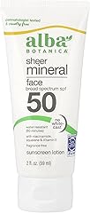 Alba Botanica Sunscreen for Face, Fragrance-Free Sheer Mineral Face Sunscreen Lotion, Broad Spectrum SPF 50, Water Resistant 