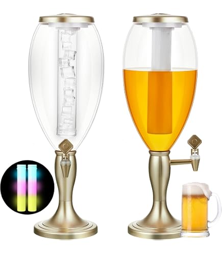 4L Beer Dispenser With Ice Tube & Spigot – Portable Mimosa Tower For Parties, Bars, And Home Use