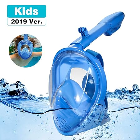 Homful Vollgesichts schnorchelmaske, Tauchmaske, mit schöne Box für Kinder, 180° Blickfeld Vollgesichtsmaske mit Action-Kamer