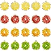 DICOSMETIC 40Pcs Lemon Charms 4 Colors Alloy Fruit Charms 26x23x2mm Orange Slice Charm Cute Gold Plated Enamel Charm for Jewelry Crafts Making, Hole: 2mm