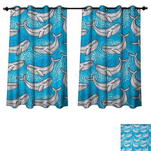 Anzhouqux Sea Animals Blackout Curtains Panels For Bedroom Dotted