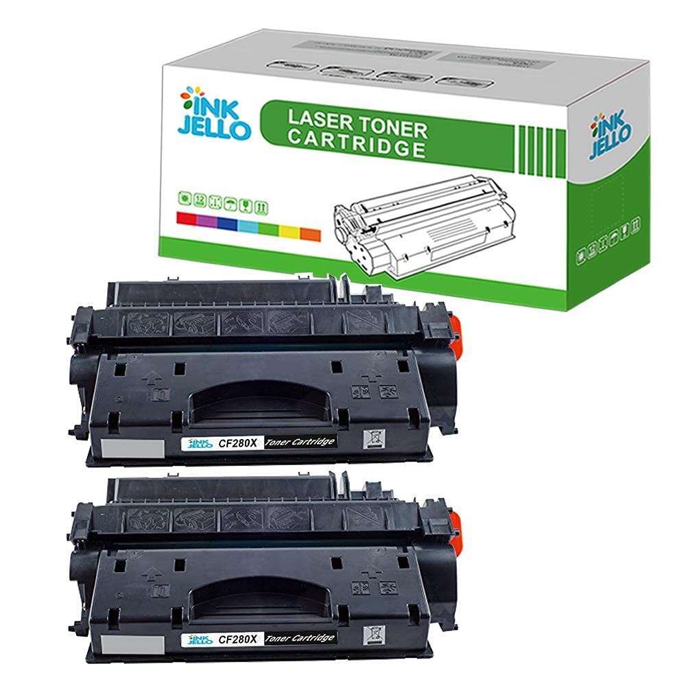 InkJello Toner Cartridge For Printer, Compatibile with HP LaserJet Pro 400 M401a 400 M401d 400 M401dn 400 M401dne 400 M401dw 400 M401n 400 MFP M425dn 400 MFP M425dw CF280X (Black, 2-Pack)