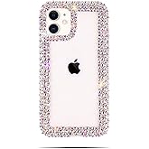 Bonitec Jesiya Compatible with iPhone 12 Case 3D Luxury Glitter Sparkle Bling Case Luxury Shiny Crystal Rhinestone Diamond Bumper Clear Protective Case Cover Clear for Women