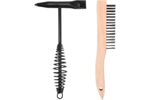 BAMBOO'S GROCERY LOKII Welding Chipping Hammer with Coil Spring Handle, Cone and Vertical Chisel Welding Chipping Hammer (Hammer and Brush)