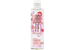 Lube Life Water-Based Strawberry Flavored Lubricant, Personal Lube for Men, Women and Couples, Made Without Added Sugar, 8 Fl