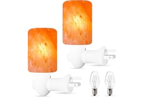 NEXTGRADE 100% Authentic 2 Pack Himalayan Salt Lamp Night Light - Hand Carved Natural Pink Crystal Rock Salt from The Himalayas, ETL Listed 360 Rotatable Wall Plug, Mood Relaxing Decor; 2 Extra Bulbs