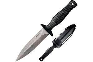 COLD STEEL COUNTER TAC I 5" Japanese AUS8A w/ Stonewash Finish Spear Point Fixed Blade Multi-Purpose Tactical Game Hunting Boot Knife, 4-1/2" Kray-Ex Handle, Weather-Resistant Secure-Ex Sheath