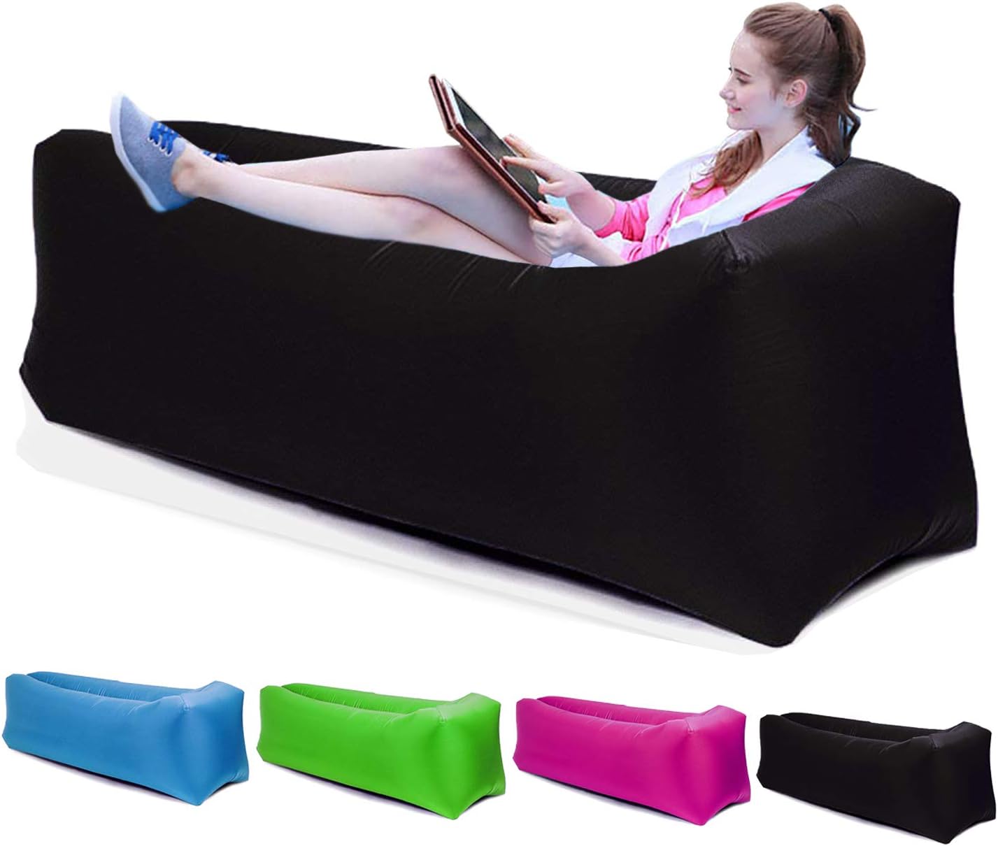 Sleeping Cloud Inflatable Lounger Air Sofa Hammock-Portable,Water Proof& Anti-Air Leaking Design-is Perfect for Indoor and Outdoor Use for Camping Beach & Lake