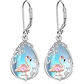 Flamingo Sterling Silver Dangle Earrings - Cute Animal Jewelry for Women
