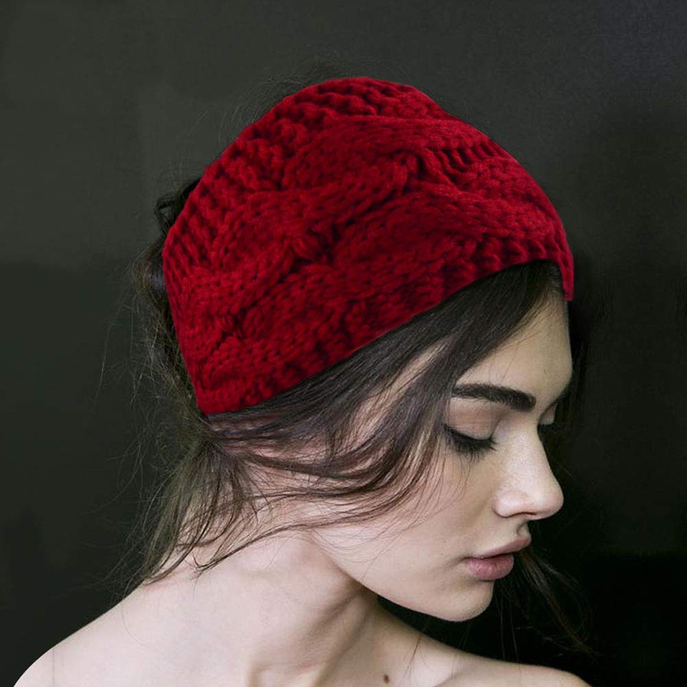 Miayon 4PCS Winter Knitted Headband Knit Ear Warmer Crochet Head Wraps for Women Girls