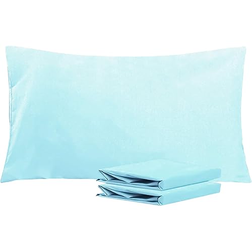 NTBAY King Pillowcases Set of 2, 100% Brushed Microfiber, Soft and Cozy, Wrinkle, Fade, Stain Resistant with Envelope Closure, 20"x 36", Aqua