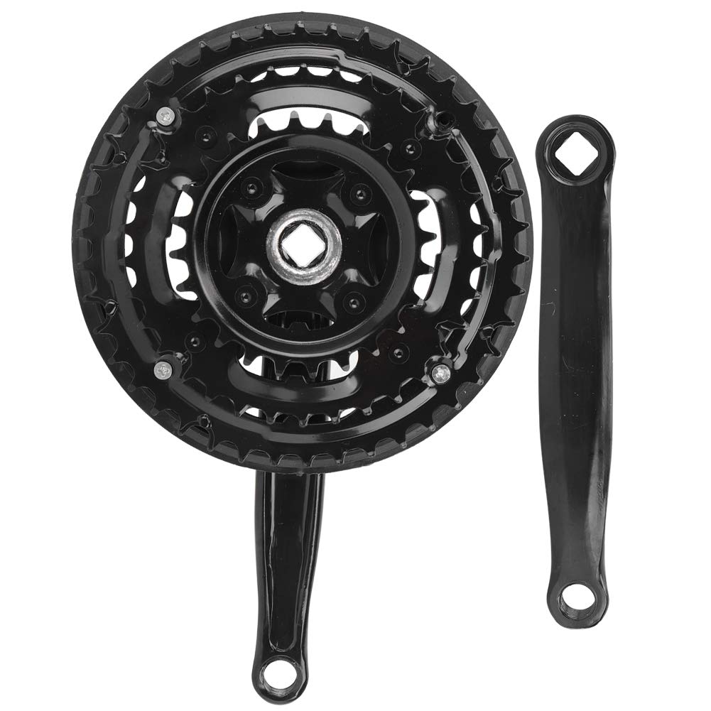 Bike Crankset High Carbon Steel Crankset, 24 34 42T Teeth Mountain Bicycle Crankset with Chains Cover for Variable Speed Mountain Bike Road Bicycle, Bike Tooth Plate Crank Set