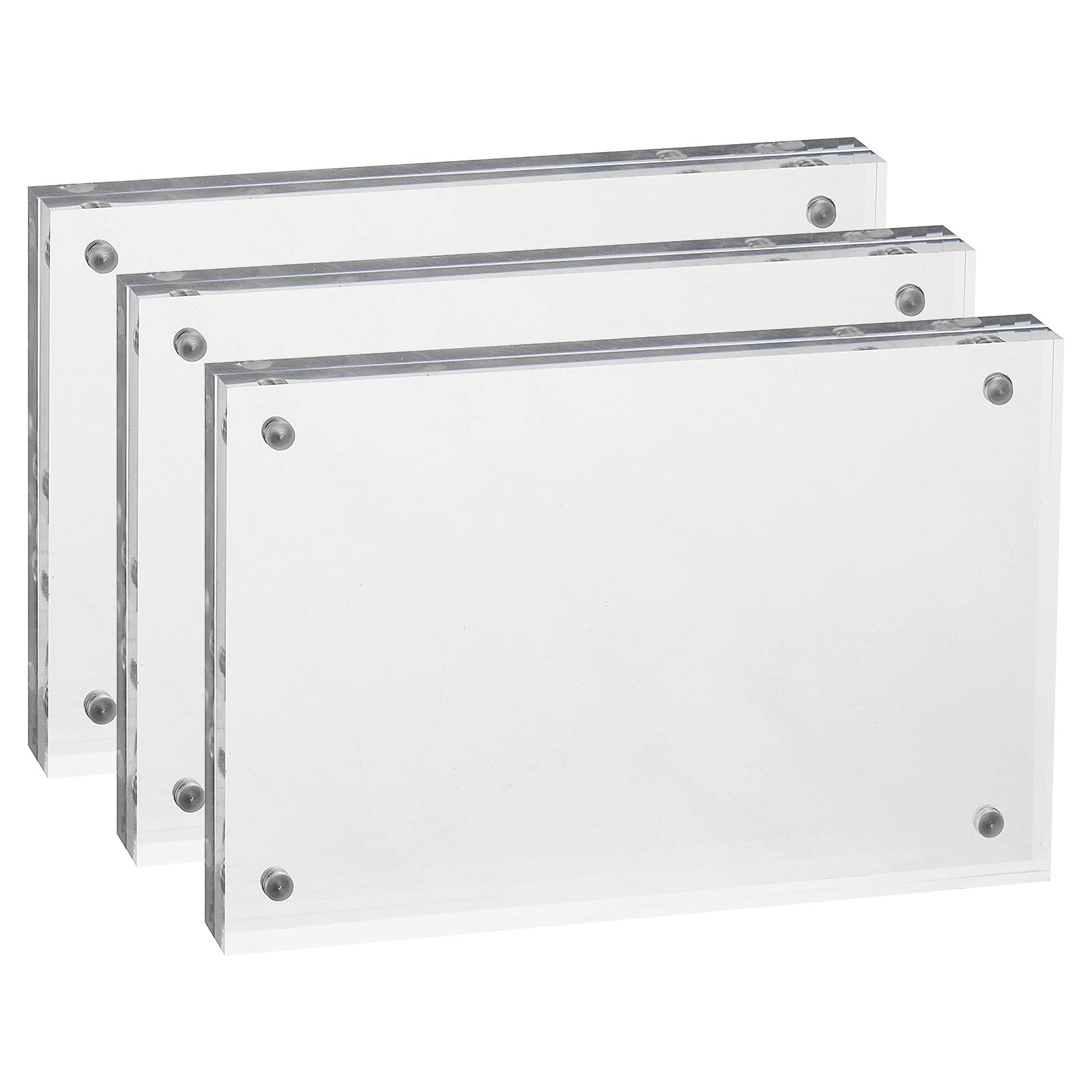 PATIKIL Floating Photo Frame, 2.2" x 3.2" 3 Pack Desktop Frameless Picture Frame Double Sided Acrylic Magnetic Display Frame for Family Travel Party Photo Souvenirs Artwork, Clear