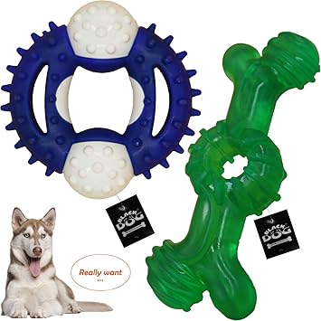 BLACK DOG Dog Toys Chew Toys for Aggressive Chewers Nearly Indestructible Tough Durable Dog Toys Small/Medium/Large Dogs Non-Toxic Dog Toys Reduces Boredom (Color May Vary)