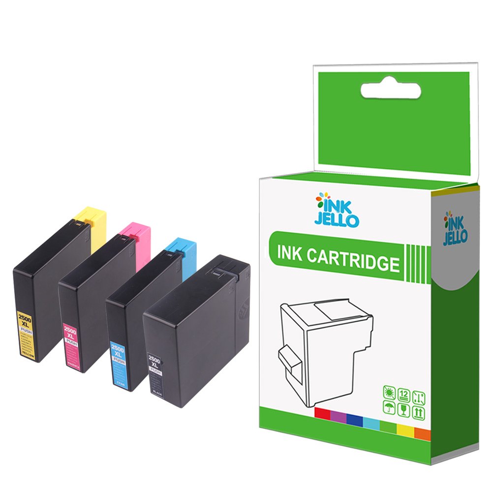 Inkjello Ink Cartridge For Printer, Compatible With Canon MAXIFY iB4050 iB4150 MB5050 MB5150 MB5155 MB5350 MB5450 MB5455 PGI-2500XL (Black,Cyan,Magenta,Yellow 4-Pack)