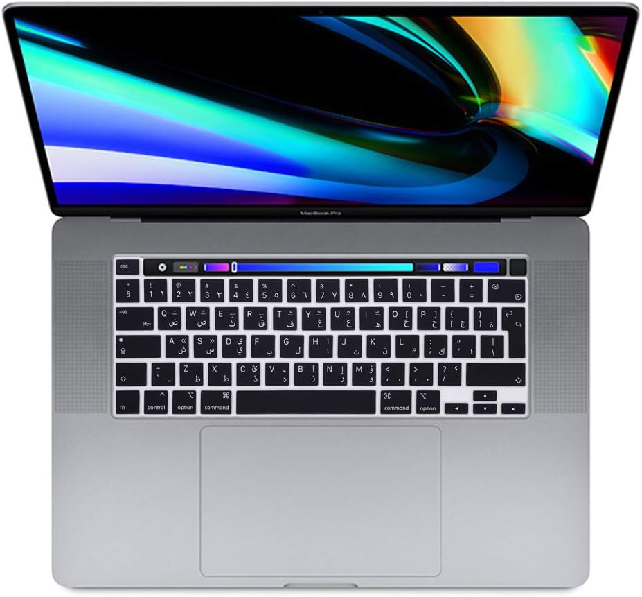 MMDW Arabic Language Silicone Keyboard Cover Skin for MacBook Pro 16 inch A2141 2019 for MacBook Pro 13.3 inch A2338 M1/A2251/A2289 2020 New with Touch Bar & Touch ID European Version - Image 4