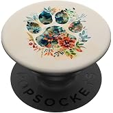 Colorful Dog Paw Print Floral PopSockets Adhesive PopGrip