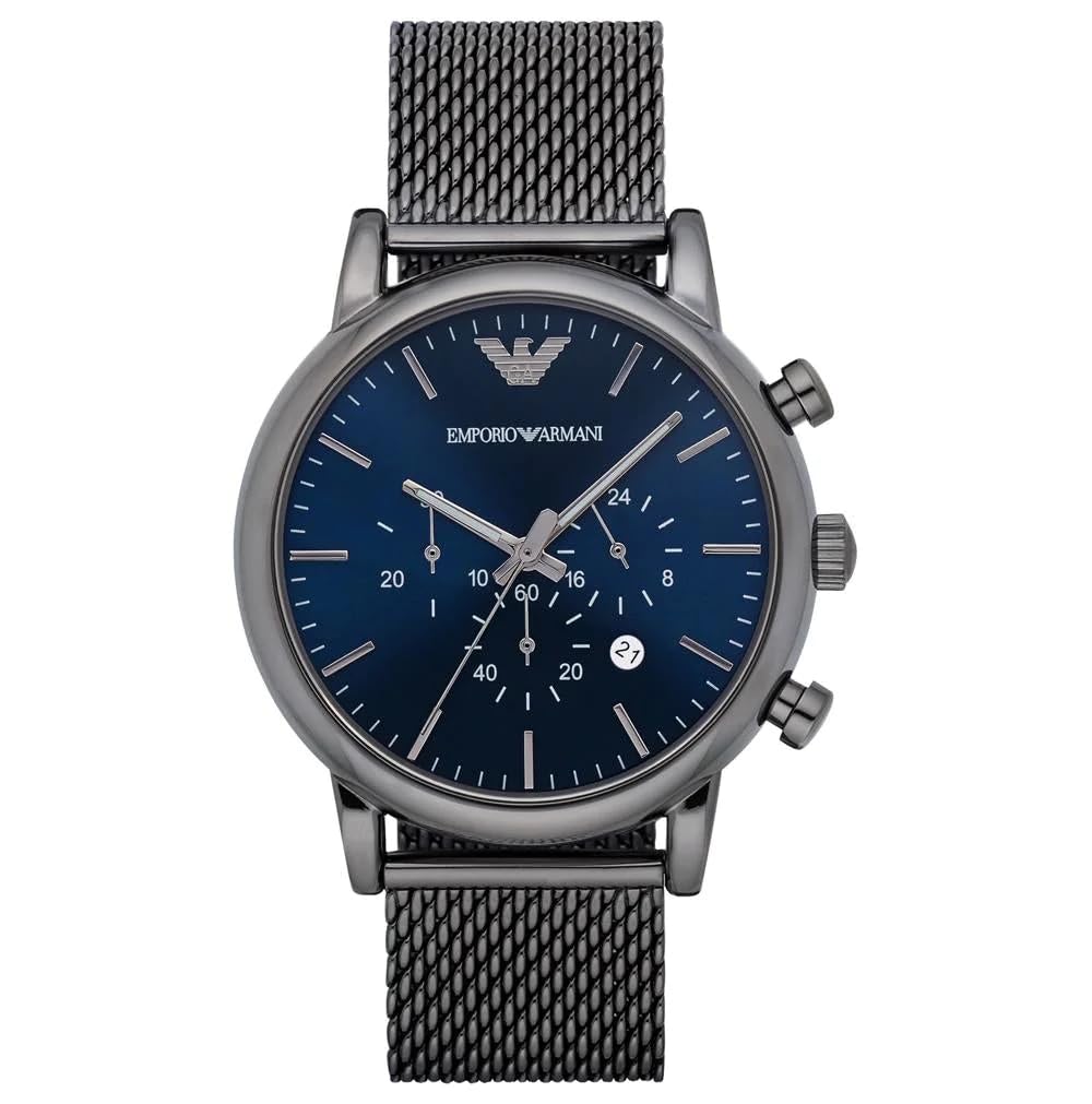 Emporio Armani Watch for Men, Chronograph Movement, 46 mm Gunmetal Stainless Steel Case with a Stainless Steel Strap, AR1979