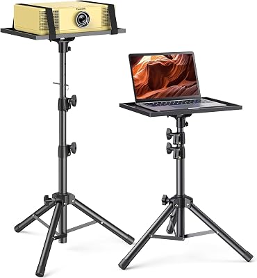 AMADA HOMEFURNISHING Height Adjustable Projector Tripod Stand for 26 to 51 inch, Foldable Laptop Tripod Stand, Portable Outdoor Projector Stand for Laptop, Projector, DJ, or Sheet Music-AMPS02