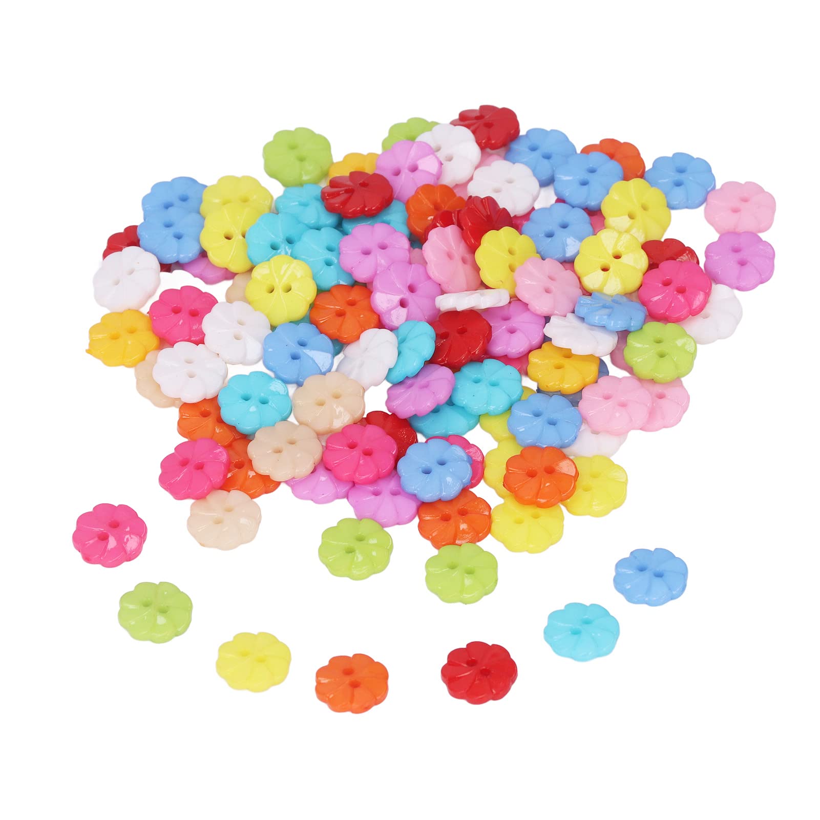 Flower Shaped Candy Colors Button, 200 Pcs 0.51 x 0.51in Durable Plastic DIY 2 Holes Craft Buttons Vvid Colors Flower Plastic Buttons Sewing Crafts Decoration Button for DIY Crafts Painting Decoration