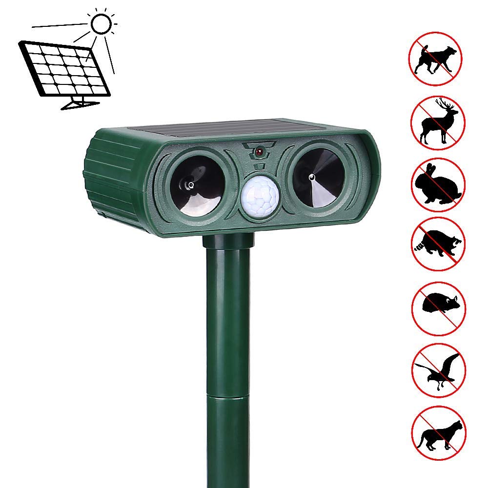 VEGKEY Cat Repellent, Solar Battery Operated Cat Repellent, Ultrasonic