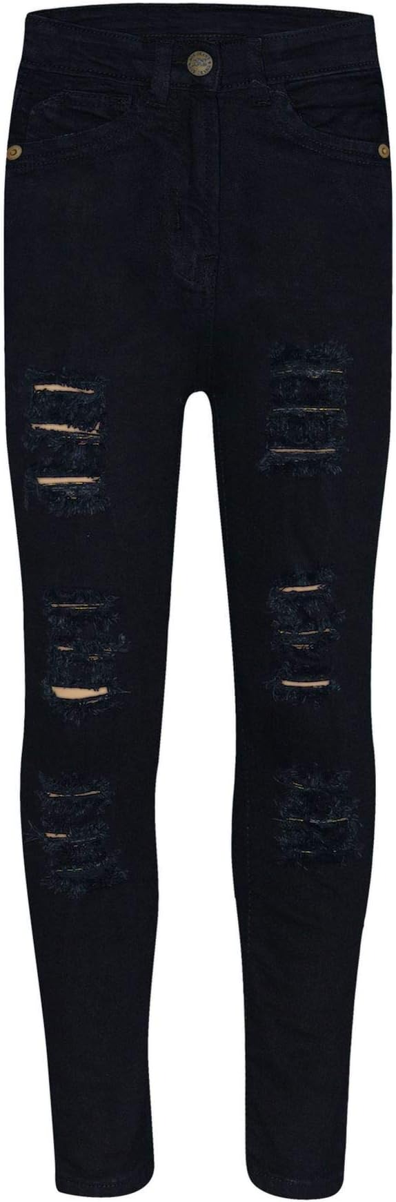 A2Z Kids Girls Skinny Jeans Denim Ripped Fashion Stretchy Jet Black Pants Jeggings
