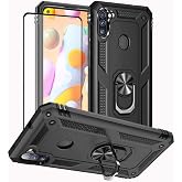 Galaxy A11 Phone Case, Samsung A11 Phone Case with Screen Protector, Military Grade Protective Cases with Ring for Samsung Galaxy A11 (Black)