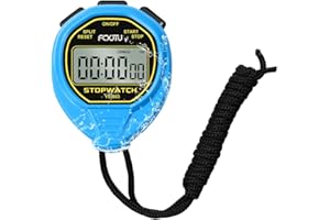 FCXJTU Digital Simple Waterproof Stopwatch, No Bells, No Alarm, Simple Basic Operation, Silent, Large Display, ON/Off, Pure Stopwatch for Swimming Running Training Coaches Referees Teachers (Blue)