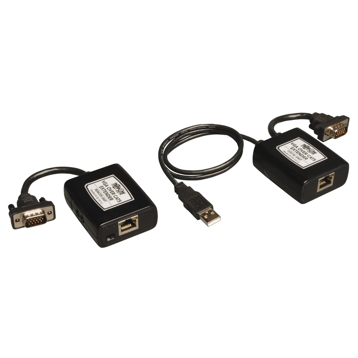Tripp Lite VGA over Cat5/Cat6 Extender Kit, Transmitter and Receiver, USB-Powered, 1920x1440 at 60Hz (B130-101-U)