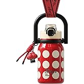 Sidagar 32 oz Insulated Water Bottle for Women with Straw & Handle, 316L Medical Grade Stainless Steel Vacuum Tumbler, Leakproof Stylish Sports Flask for Gym & Travel, Vintage Polka Dot - Rose Red