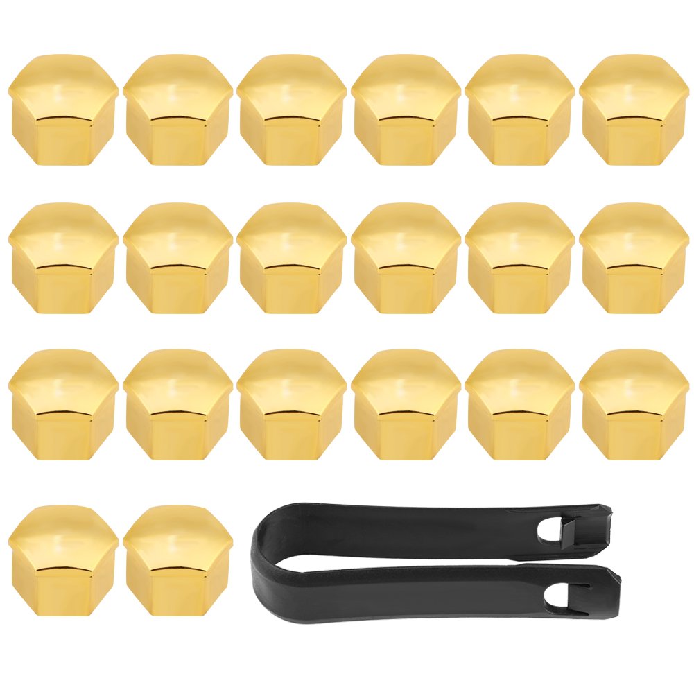20Pcs Universal Wheel Tyre Hub Covers Lug Nut Bolt Cap Covers Nut Protector Cap Gold 17mm Molded products