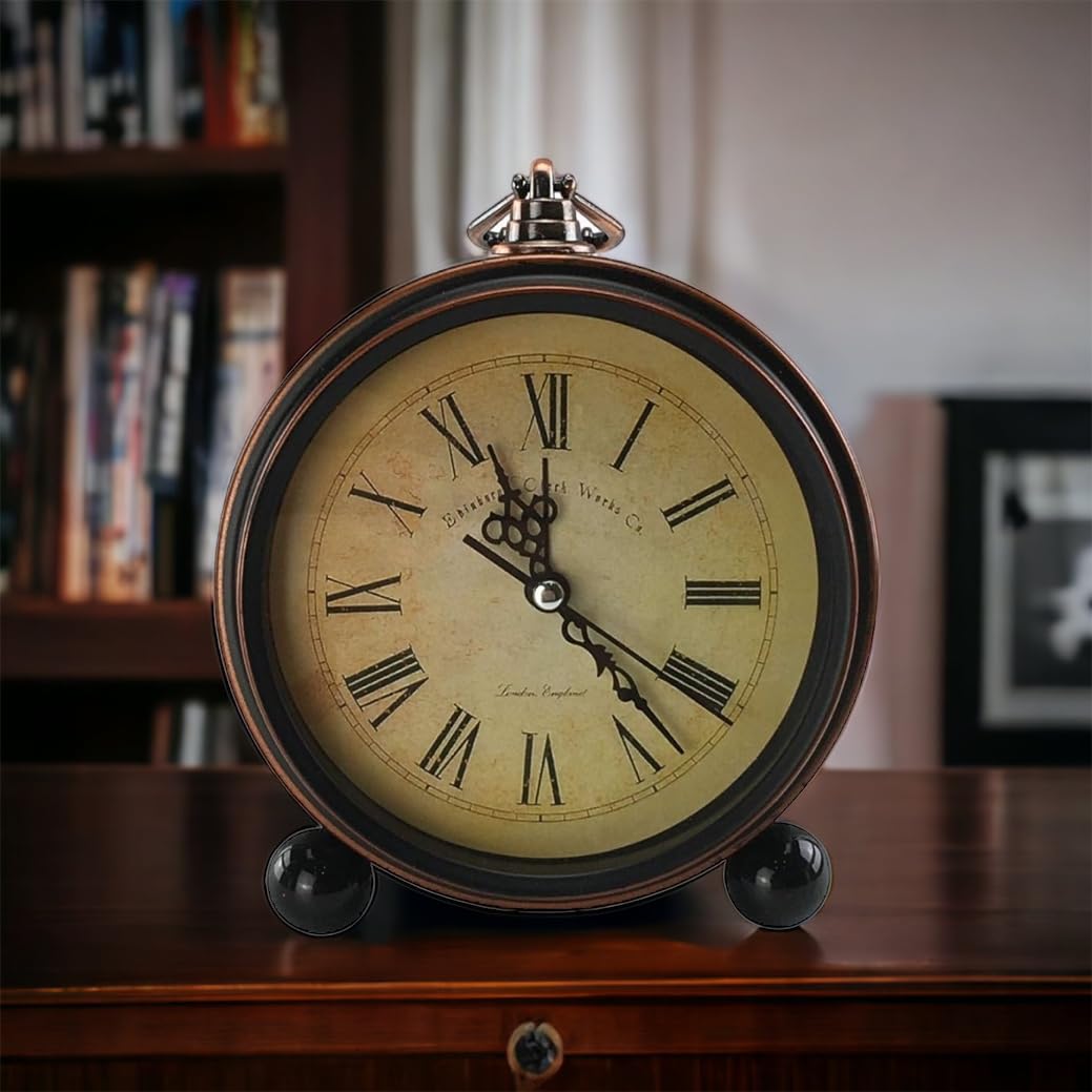 GMMH Desk Clock Nostalgic Antique Vintage Retro Metal Grandfather Clock Design