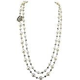 Designer Imitation Pearl Necklace Hollow flowers layered Necklace