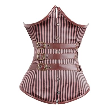 FeelinGirl Damen Steampunk Korsett Kunstleder korsagenkleid Rock Kostüm Burlesque Korsett Faschingskostüm