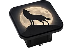 Swono Wolf Trailer Hitch Cover for 2" Receivers, Fantasy Galaxy Full Moon Howling Wolf Rubber Tow Receiver Tube Plug Cap Fits for Any 2"X2" Square Receiver Tube for Sedans Trucks Cars