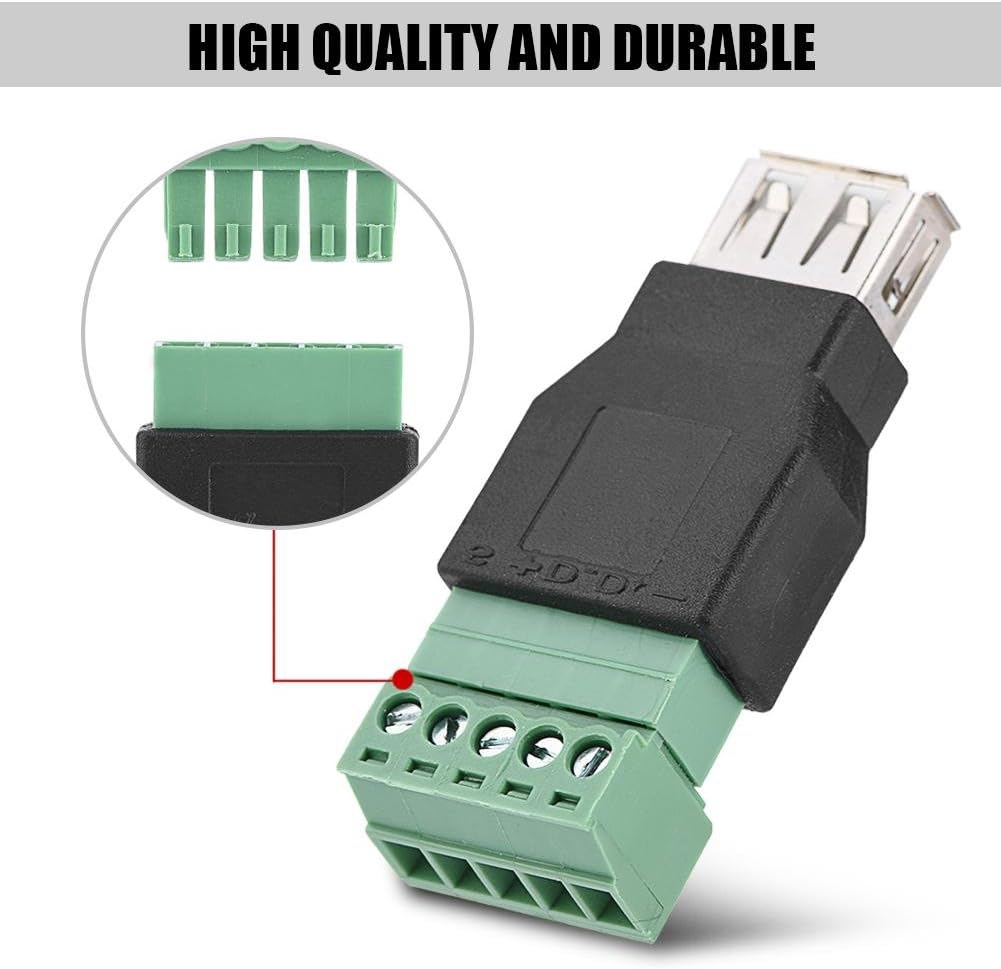 Socobeta Screw Adapter Connector USB 2.0 Type A Female Jack to 5 Pin Screw Adapter Connector 1Pcs, default - Image 5