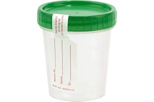 Sterile Specimen Collection Cups with Green Lid, 4 oz/120ml with Graduations(12 Pack)