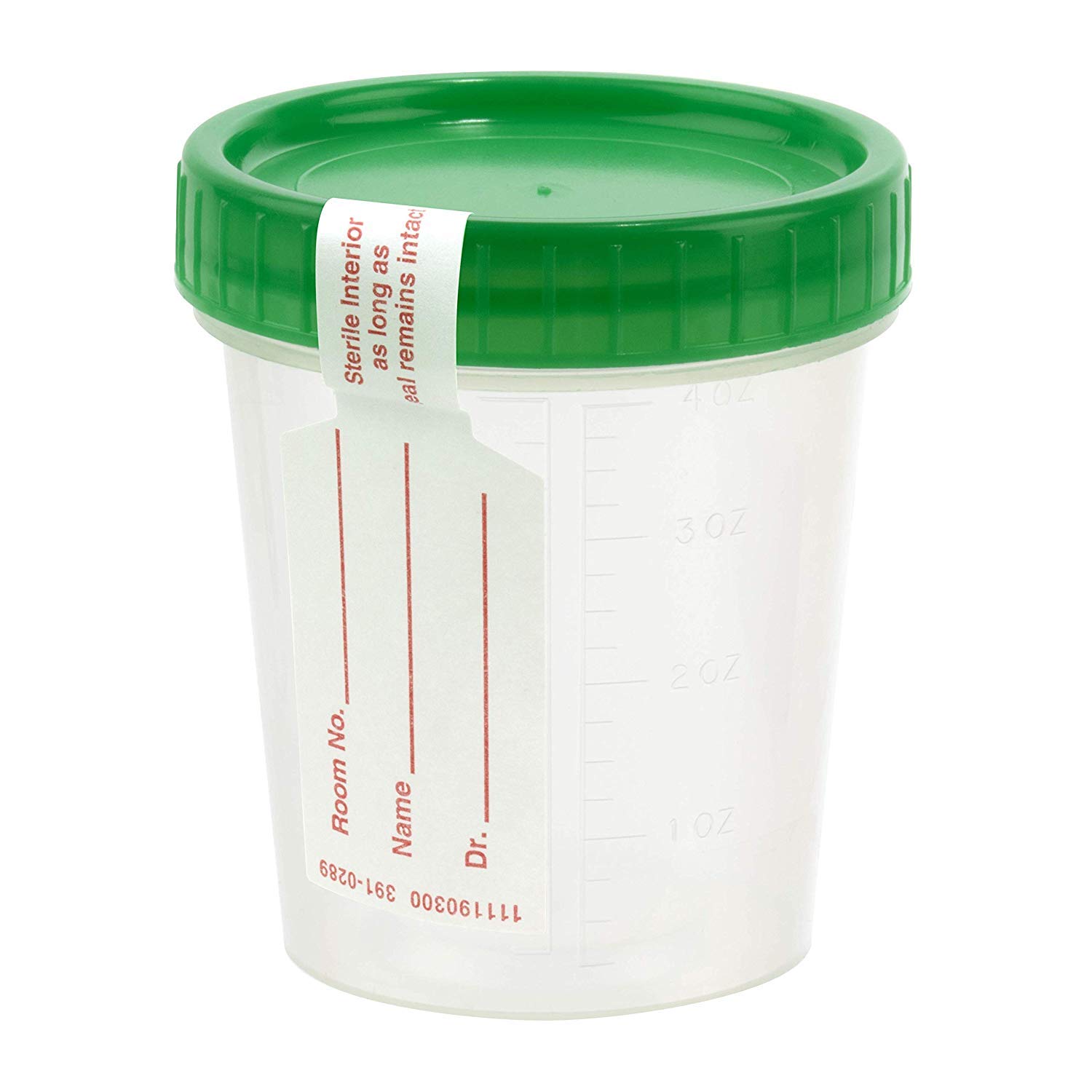 Specimen Collection Cups with green Lid 4 oz/120ml with Graduations transparent