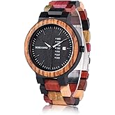 BOBO BIRD Wood Watches Colorful Wood WristWatches Week & Date Display Multifunction Handmade Quartz Watch Sport Chronograph Unique Wristwatch for Men Women